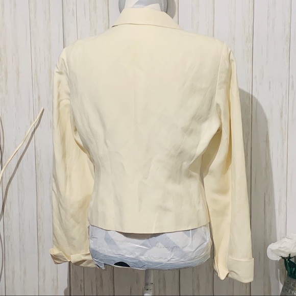 Neiman Marcus Silk & Linen Ivory Blazer Size 10 - Picture 4 of 5